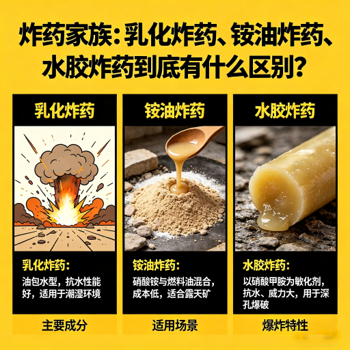 正定炸药家族：乳化炸药、铵油炸药、水胶炸药到底有什么区别？